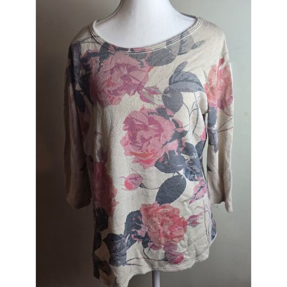 Vtg Agate Womens Size XL Floral Print Long Sleeve Sweater Top Soft Lightweight - Picture 1 of 7